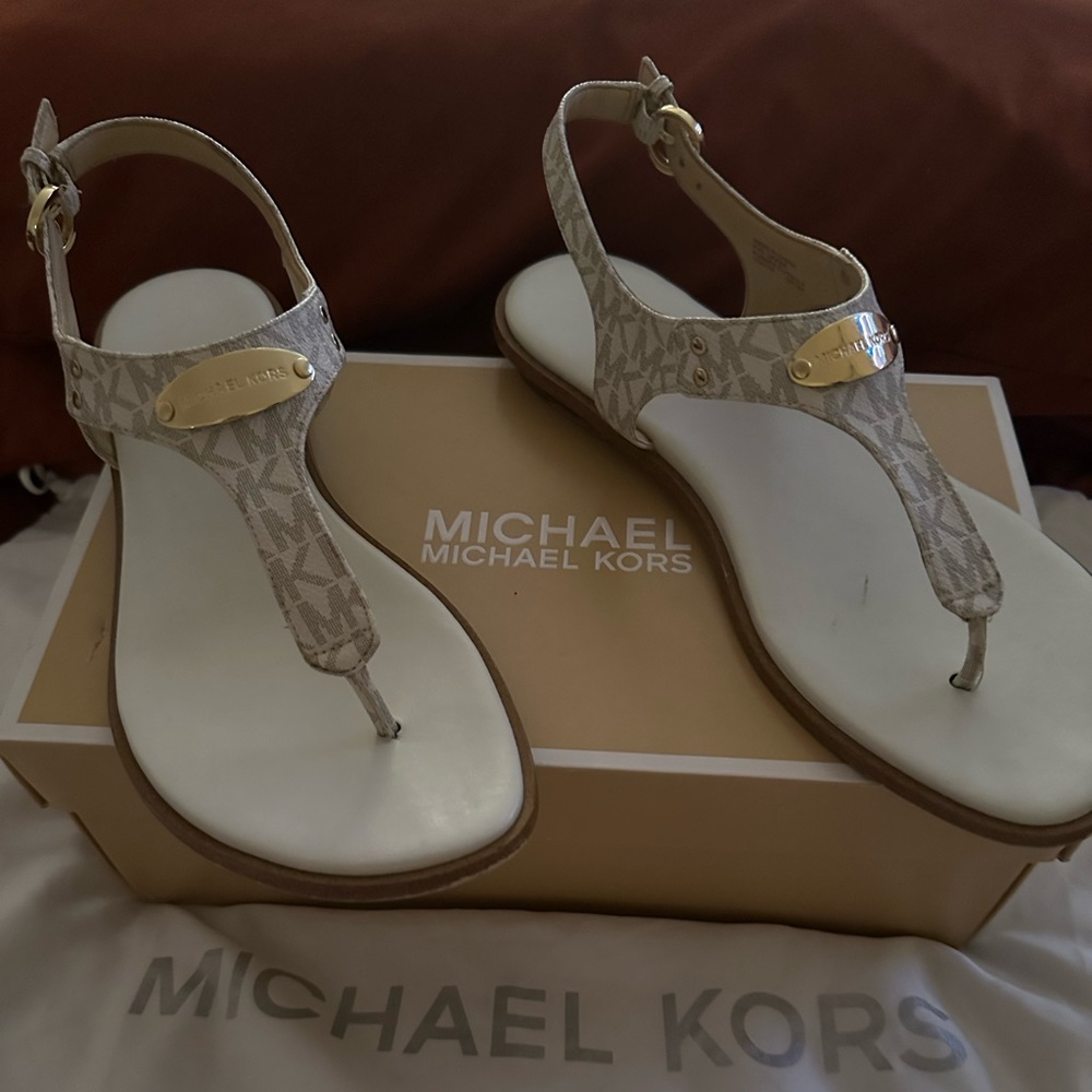 White Michael Kors sandals size 10 worn twice